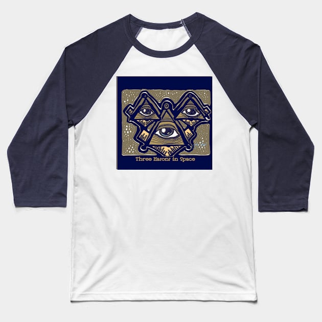 Three Masons in Space Baseball T-Shirt by JSnipe